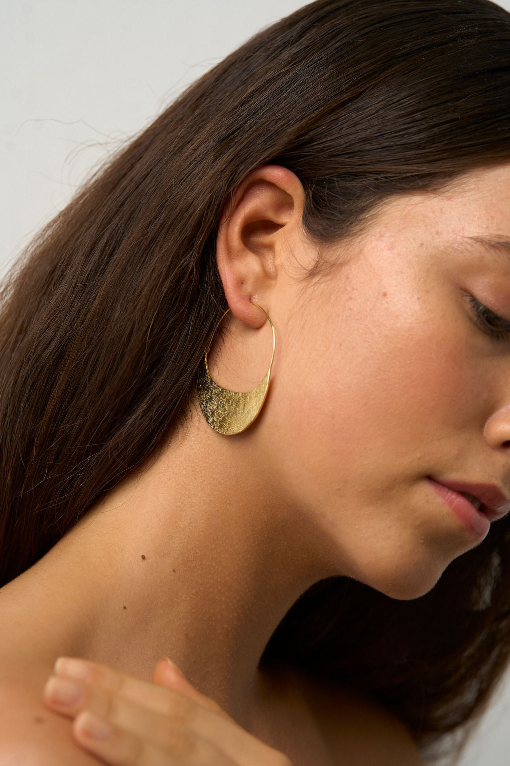 Gold crescent on sale moon hoop earrings