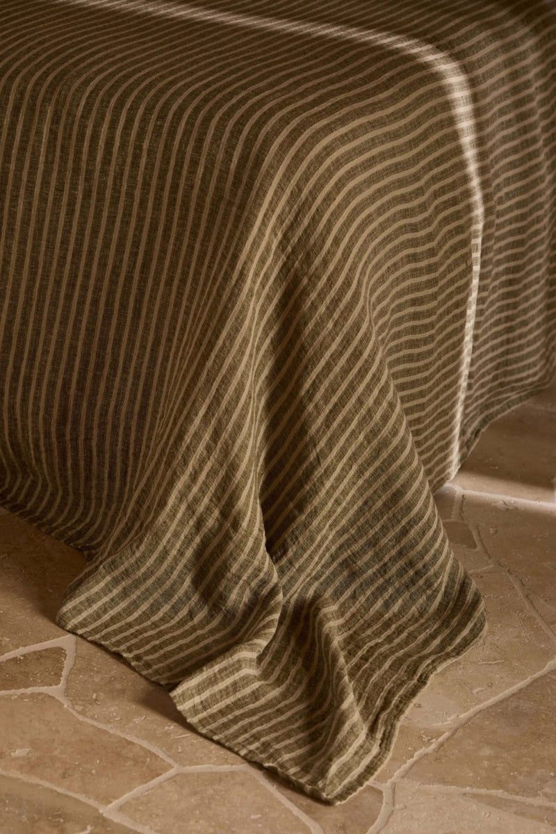 AVA STRIPE KHAKI BEDCOVER