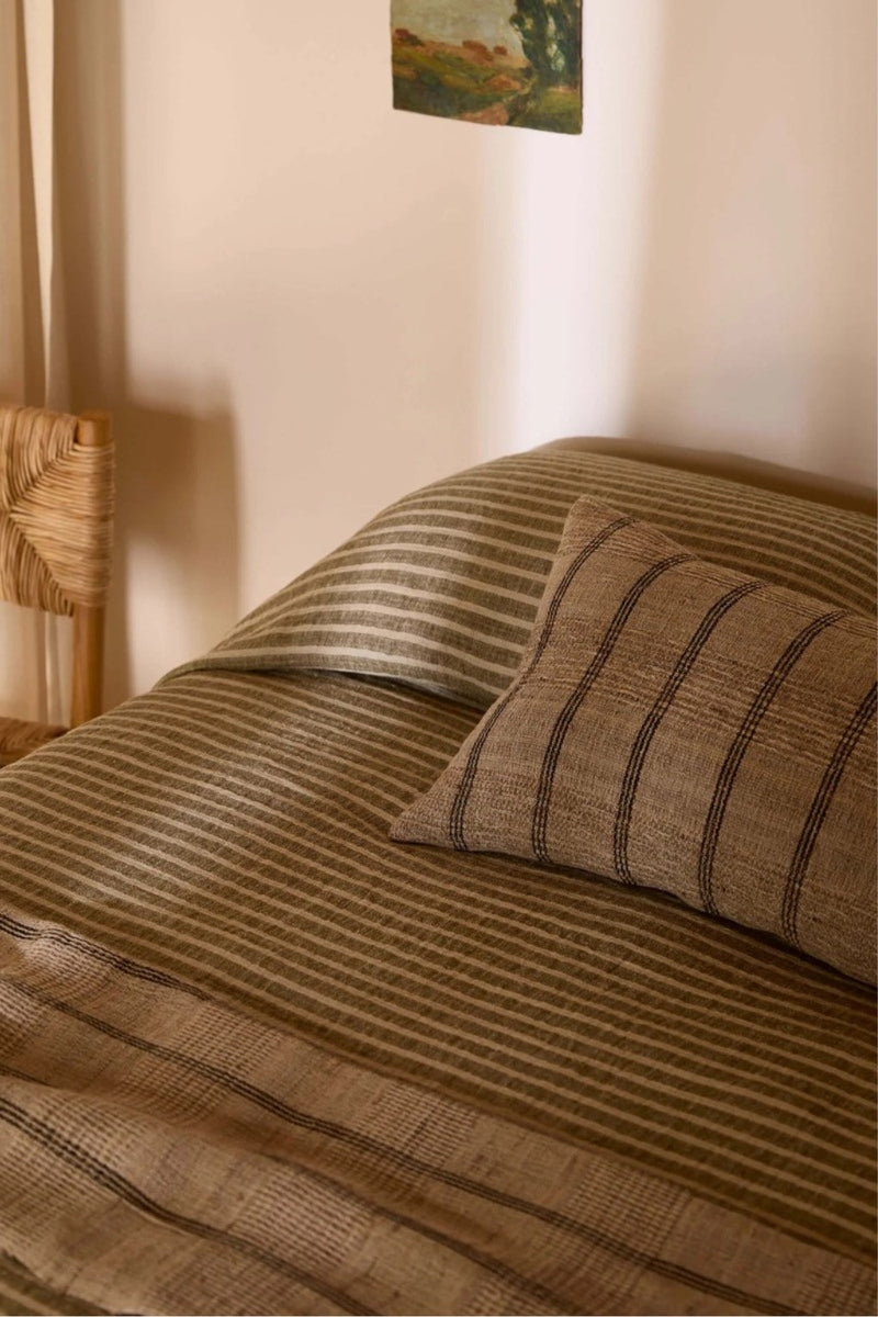 AVA STRIPE KHAKI BEDCOVER