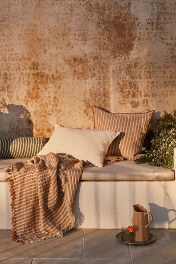 AVA STRIPE TOFFEE SQUARE CUSHION