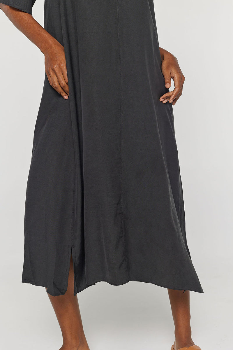 KEY WEST Black Midi Dress - A line 