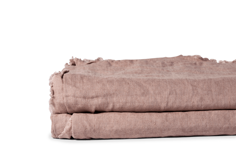 LINEN PILLOW SET DUSTY ROSE