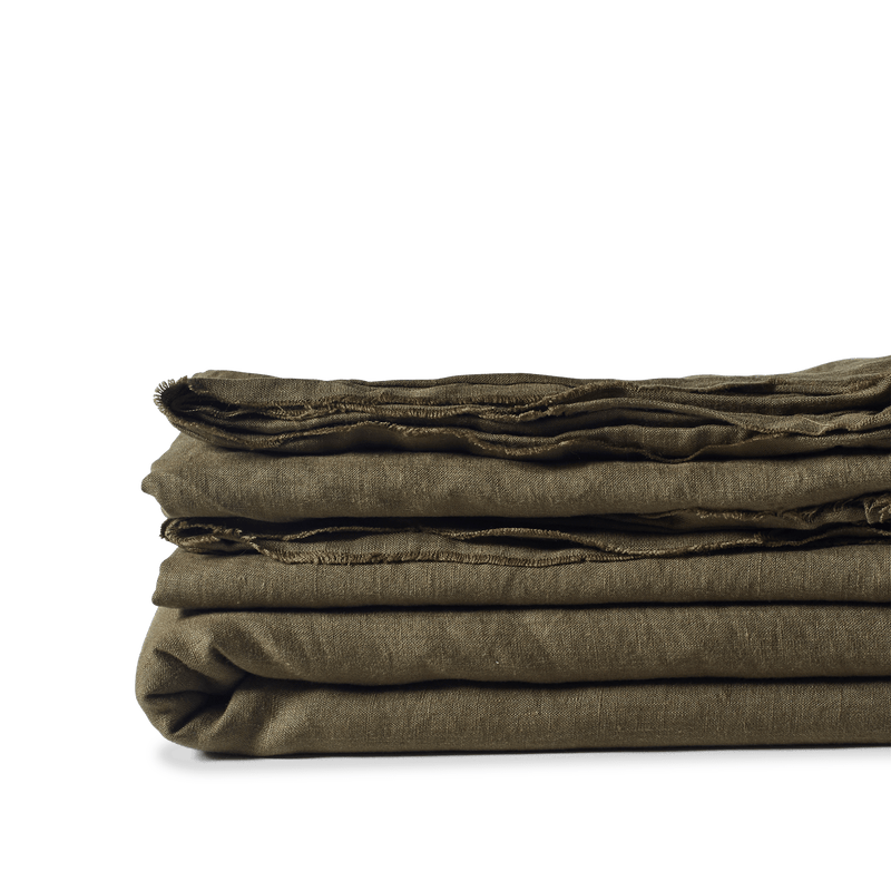 LINEN DUVET SET OLIVE