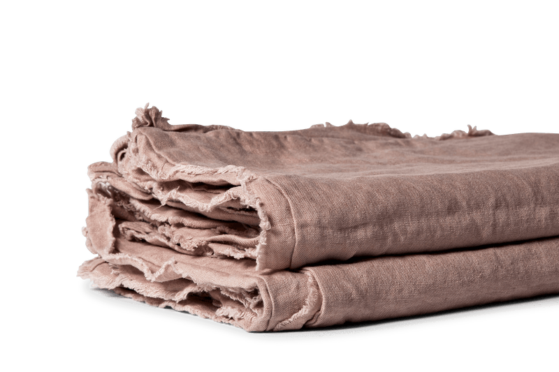 LINEN PILLOW SET DUSTY ROSE