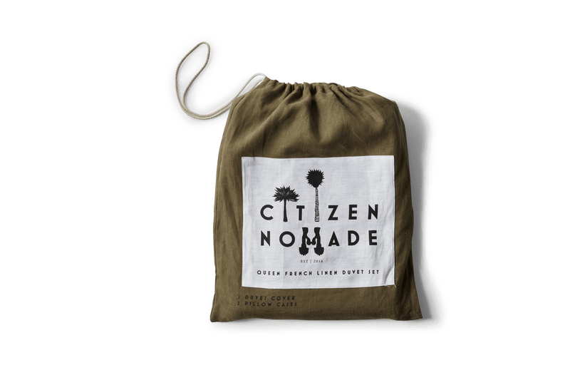 LINEN DUVET SET OLIVE