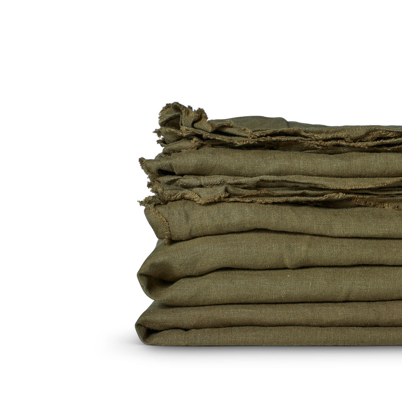 LINEN SHEET SET OLIVE
