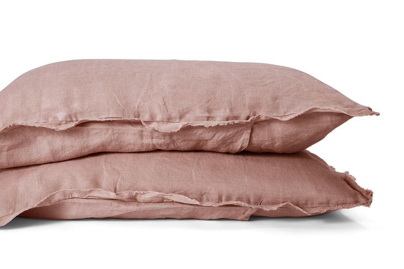 LINEN PILLOW SET DUSTY ROSE