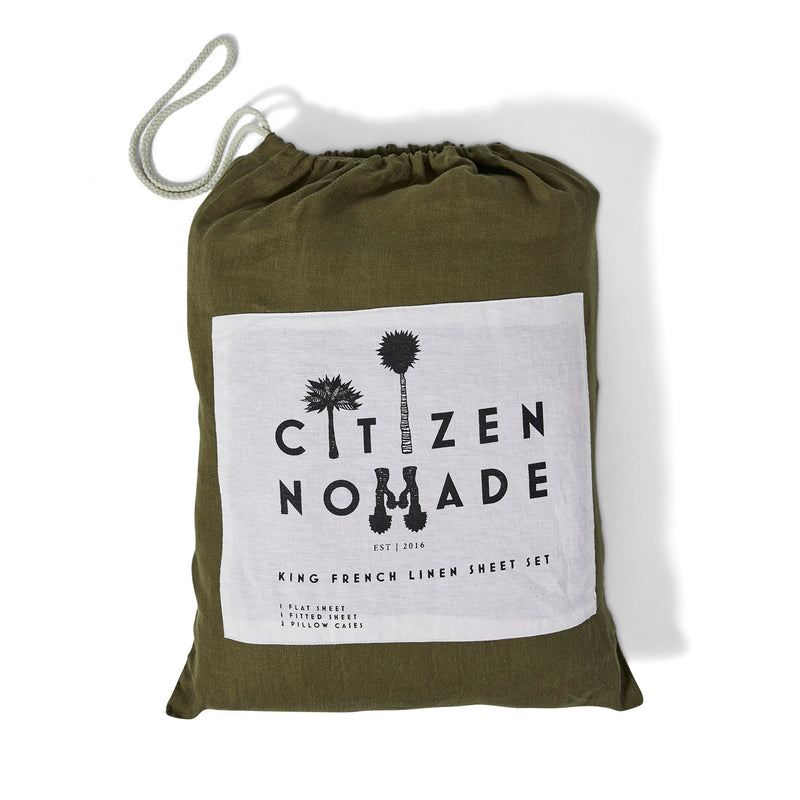 LINEN SHEET SET OLIVE